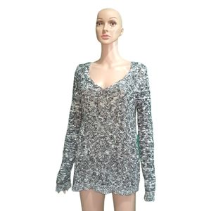 International Concepts Womens Knit Crewneck Sweater Pull over Black & White XL